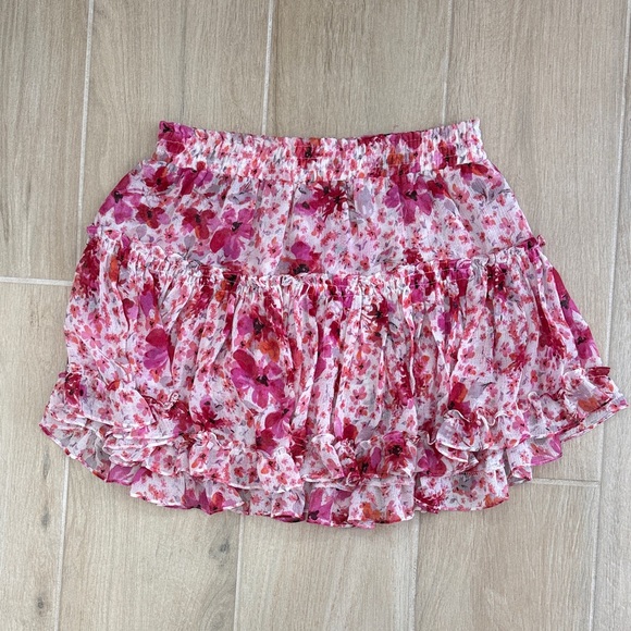 Misa Los Angeles Dresses & Skirts - Misa Los Angeles Pink Floral Ruffle Mini Skirt